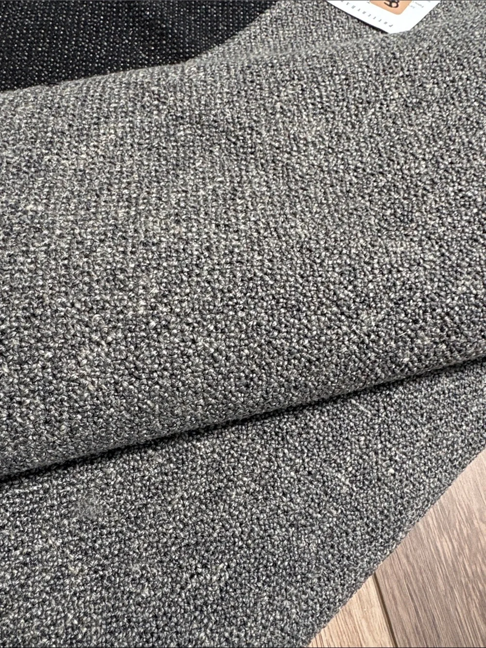 Pottery Barn Dark Charcoal Tweed Textured Upholstery Fabric Linen Cotton Blend